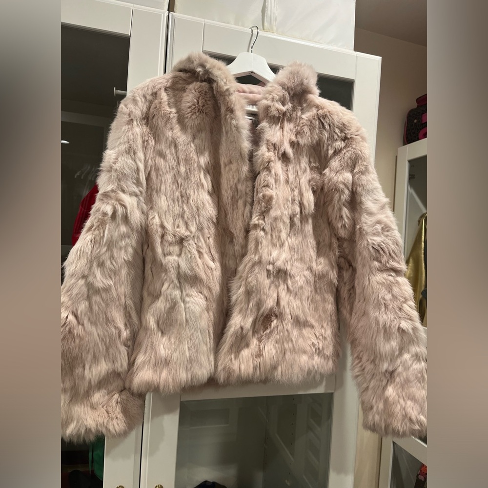 Rabbit fur jacket with hoodie